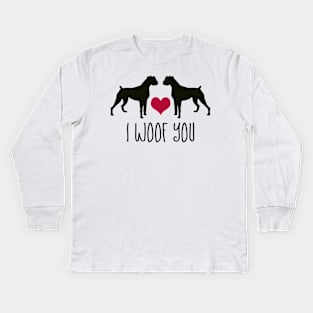 I woof You, Boxer Dog Gifts for Men and Women Kids Long Sleeve T-Shirt